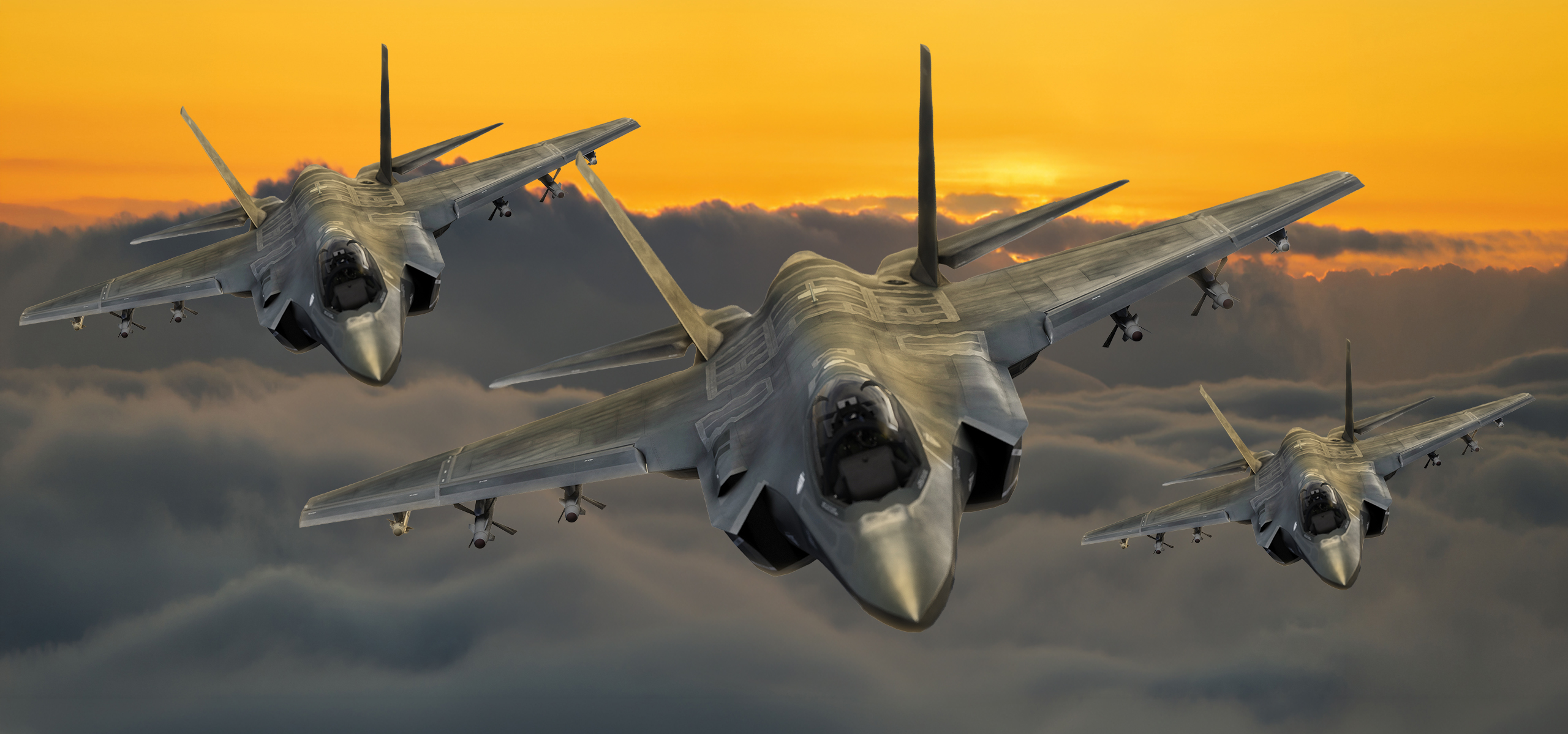 Three F35 fighter jets